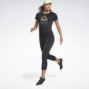 Legginsy Damskie Reebok Running Essentials 3/4 Czarne PL 02DGVUJ